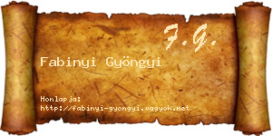 Fabinyi Gyöngyi névjegykártya